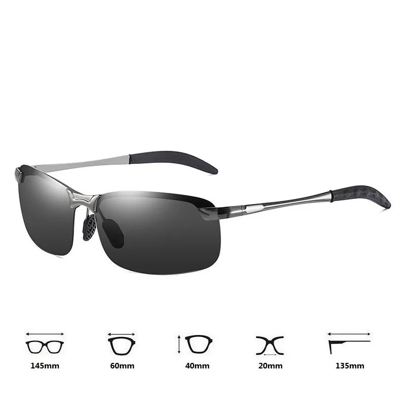 Lunettes de soleil polarisées classiques en métal pour hommes, mode, conduite, pêche, demi-monture, rétro, marque de luxe, lunettes de créateur, UV400