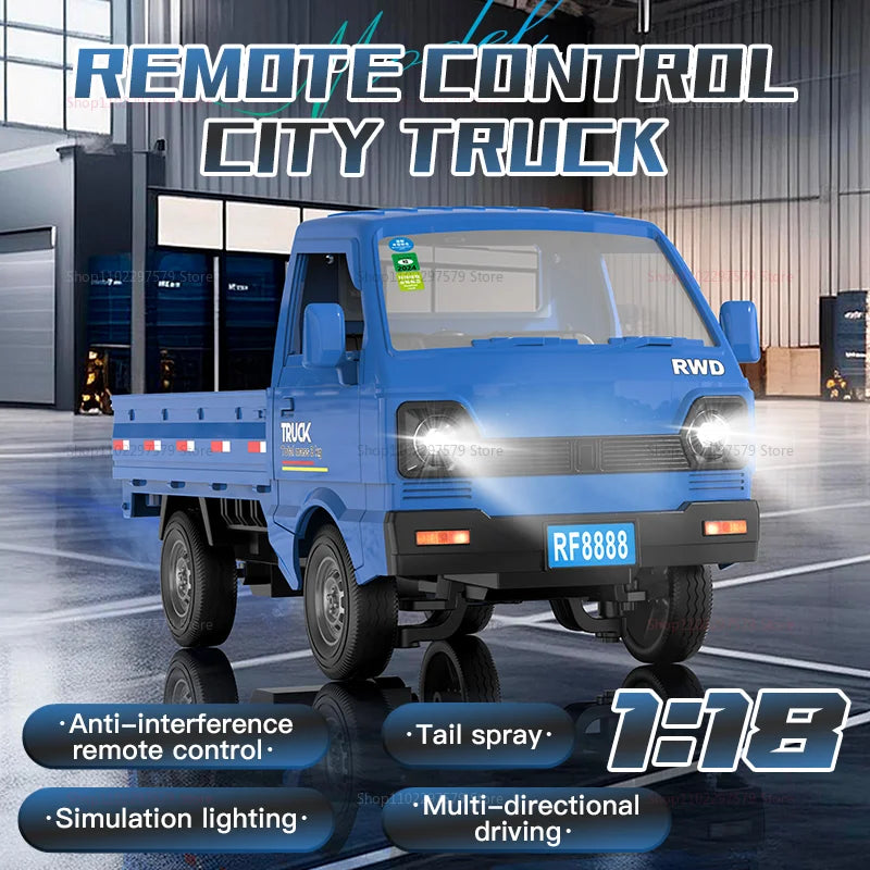 Voiture télécommandée à l'échelle 1:18, camion tout-terrain à dérive avec lumières de pulvérisation, cadeaux pour enfants, garçons, jouets de course RC pour enfants et adultes