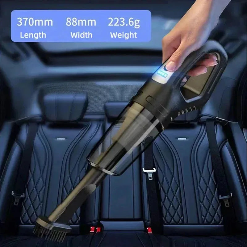 Aspirador de mano inalámbrico, carga USB, aspiradora de coche portátil, aspirador de mano para seco y húmedo, potente succión inalámbrica, 12000pa