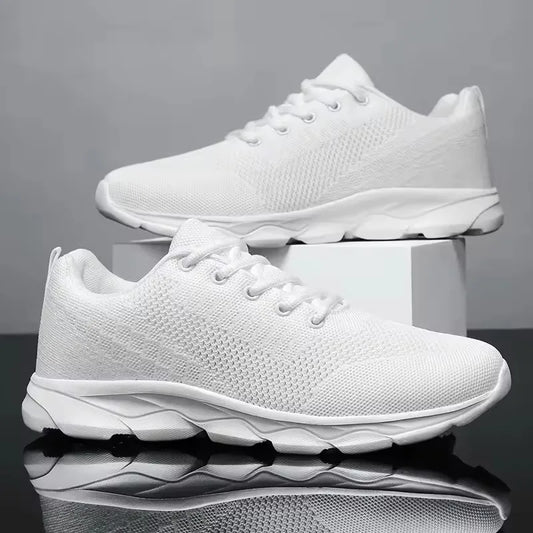 Baskets Basses en Cuir Homme — Chaussures Plates Blanches Décontractées