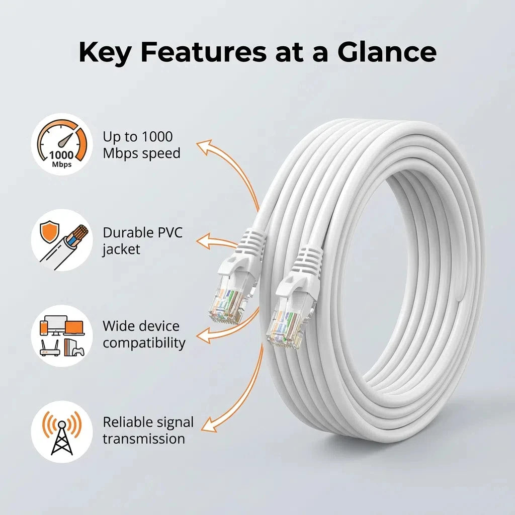 Cable Ethernet Cat6 RJ45 UTP 1000Mbps, 0.5/1/2/3/5/10/15/20/30/50M, cable de red LAN, cable de Internet, router, cable de ordenador