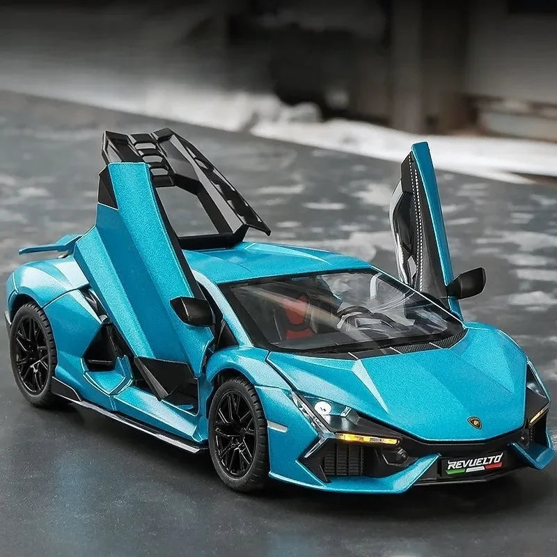 Simulation Car Lamborghini Revuelto, collectible model with sound and light, ideal as a birthday gift for a boy, 1/24