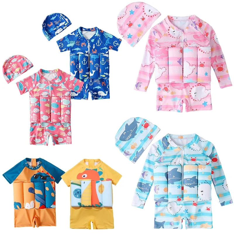 Maillot de Bain Flottabilité Enfant — Dessin Animé, Une Pièce, Protection Anti-Éruption, Garçon & Fille
