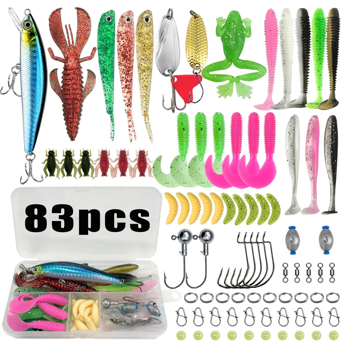 Kit de leurres de pêche pour truite, brochet, basse, multi-leurre, ensemble de matériel superposé, équipement professionnel, 83/133/193/239/409 pièces