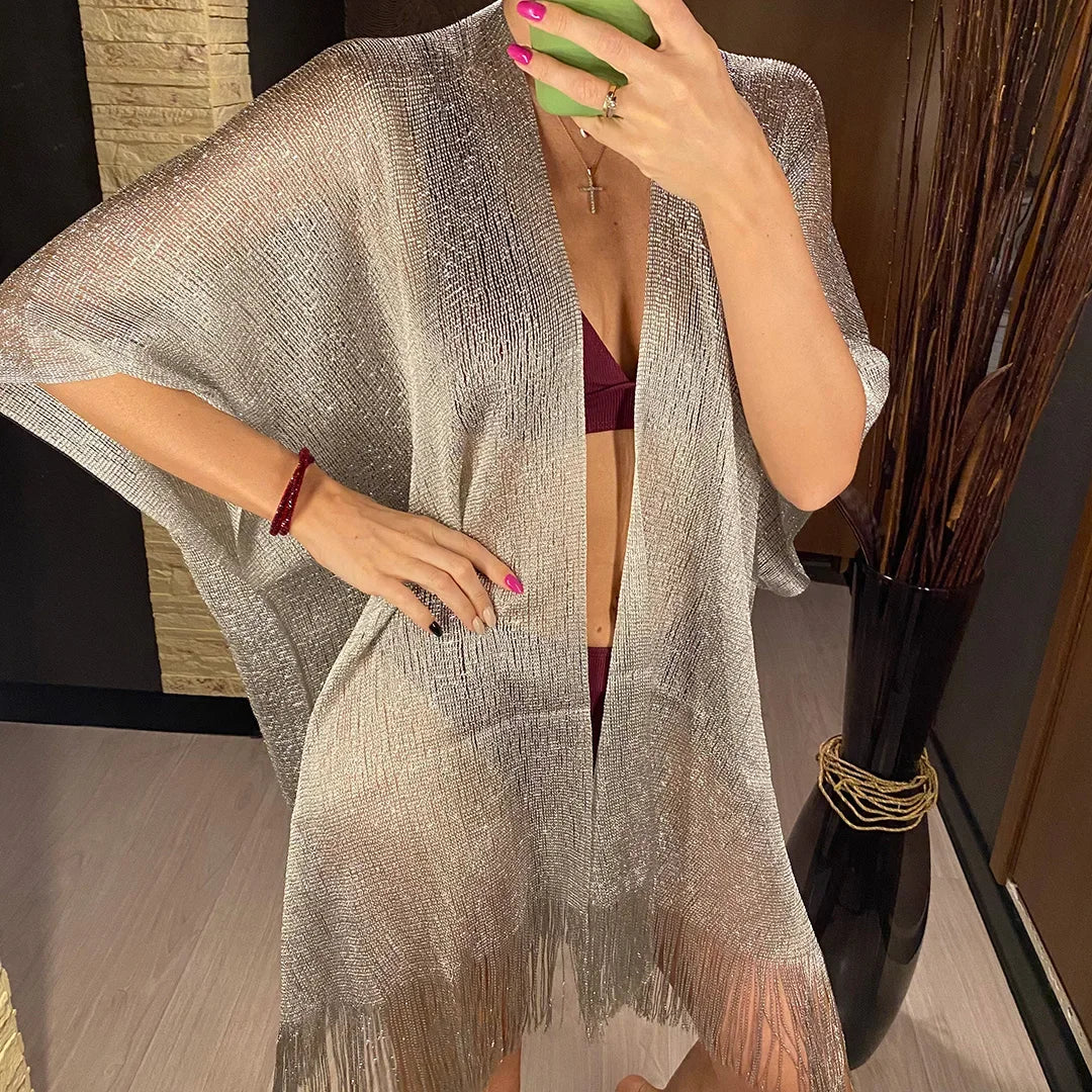 Solide Bikini couvrir gland robe de Plage tuniques maillot de bain maillot de bain femmes brillant couverture Ups pour maillots de bain femmes paréo Plage