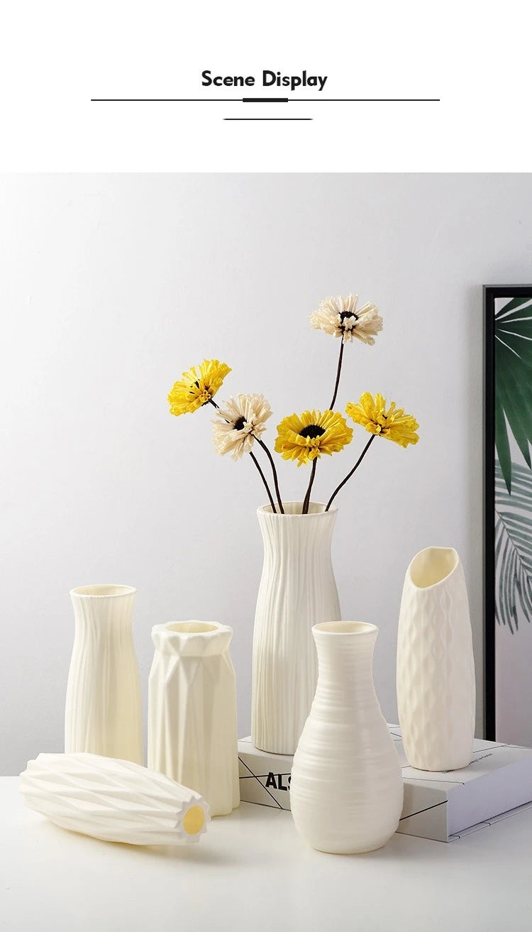 Vase nordique en plastique – Petit pot de fleurs décoratif pour salon, style moderne