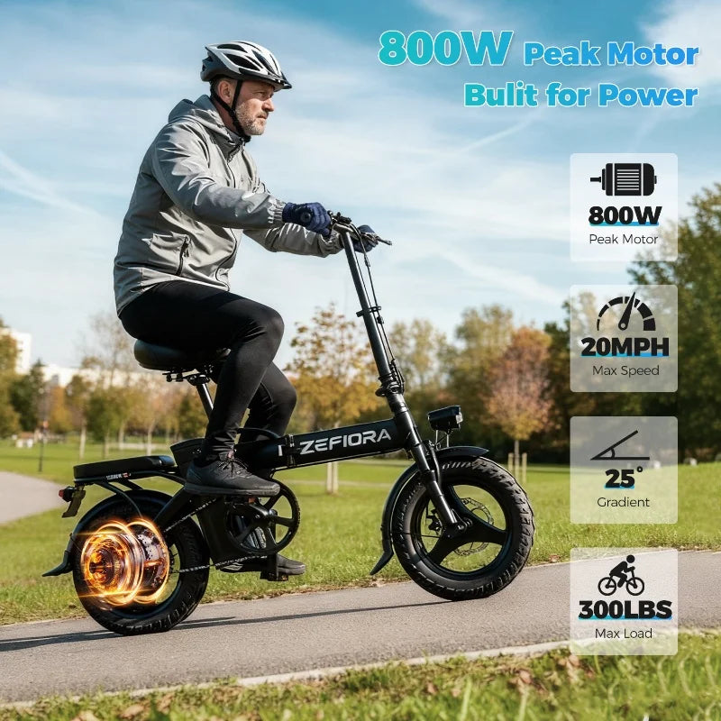Vélo Électrique 1000W/2000W 48V Aluminium 14 Pouces — 30 Miles Homme Femme Ville