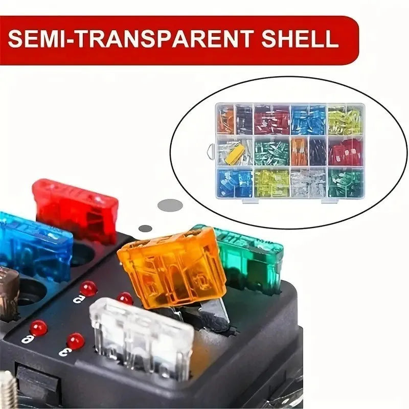 Kit surtido de fusibles de cuchilla para coche, 300/180/120 piezas, para camión automotriz, fusible mixto mediano y pequeño para circuito de motocicleta con caja