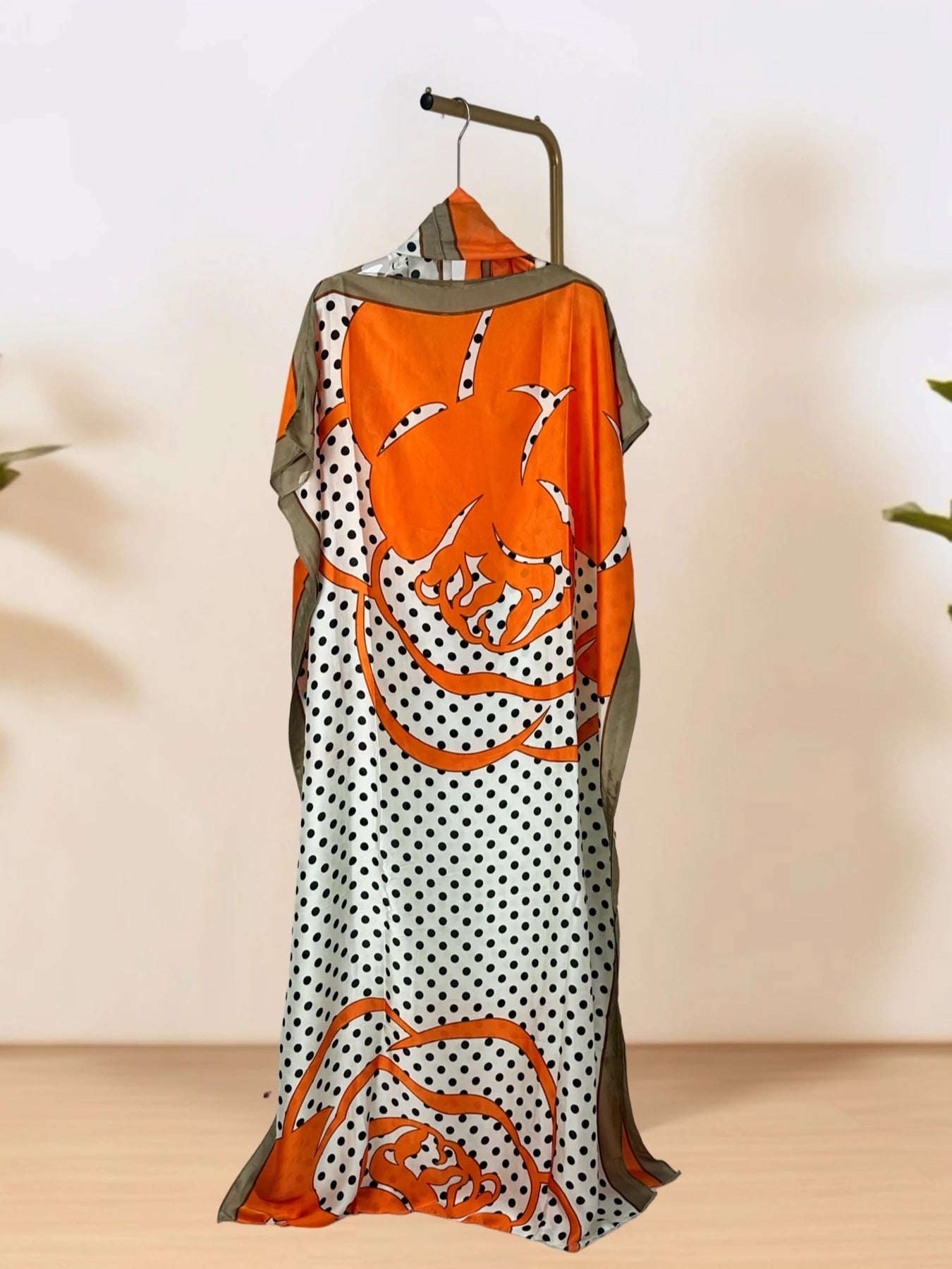 Robe caftan à col rond, robe ample à manches chauve-souris à la mode avec écharpe, vêtements pour femmes