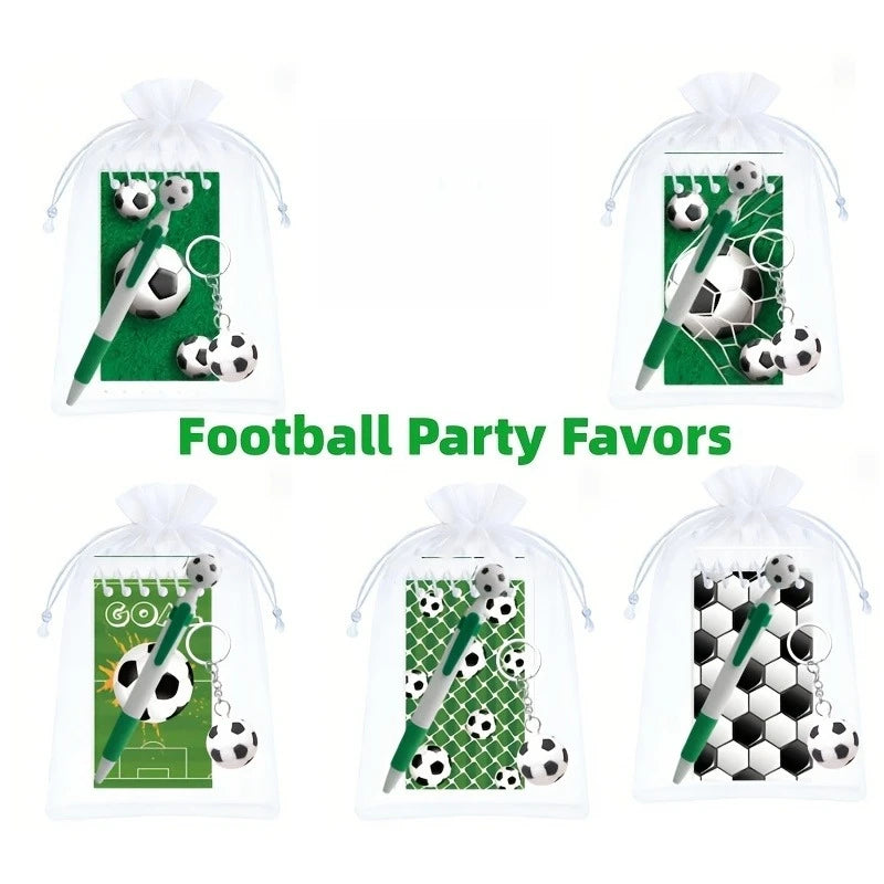 Pack Cadeau Papeterie Thème Football 10 Pièces — Carnet, Porte-clés, Stylo & Sac Cadeau