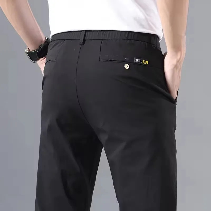 2025 Spring Autumn Slim Fit Men's Casual Pants Classic Business Cotton Stretch Golf Trousers Korean Fashion Male Clothing Pants