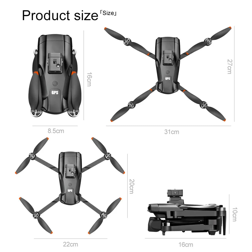 Drone GPS professionnel 4K/8K — double caméra HD, moteur brushless, 5G WiFi FPV, quadricoptère RC
