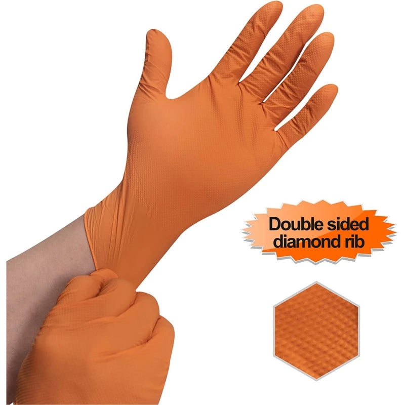 8mil Thick Nitrile Gloves, 30/50 Pieces, Industrial Disposable Gloves with Diamond Texture, Latex-Free, Heavy-Duty Mechanic Gloves for Automotive