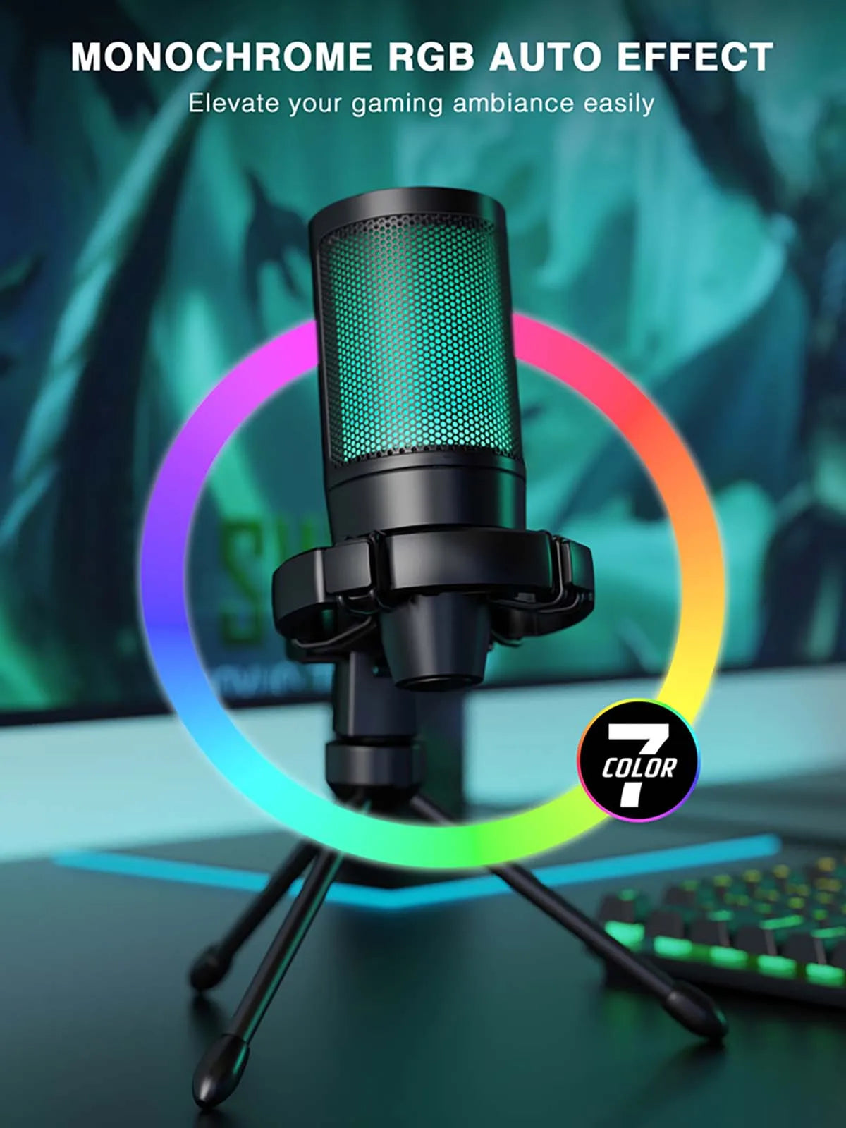 FIFINE AmpliGame A2 — Microphone USB Gaming RGB Sourdine Tactile Trépied PC & PS4/5