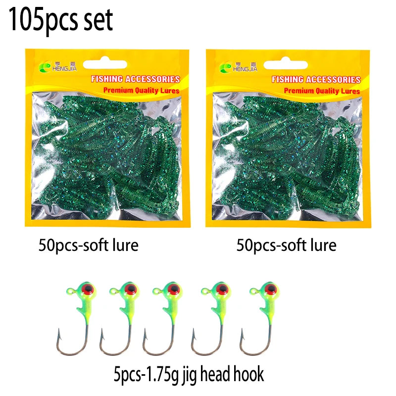 Hengjia 10-50pcs/lot 4.5CM Small Soft Silicone T-Tail Worm Swimbait Lure Fishing Tackle for Carp Black-bass Pike
