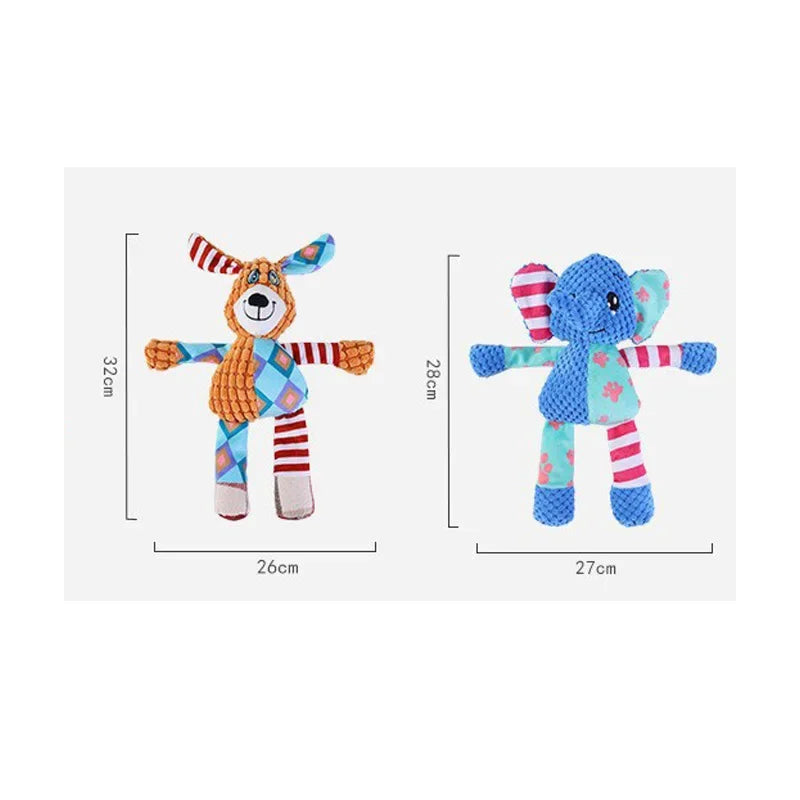 Jouet en peluche pour chien, mignon renard, éléphant, résistant aux morsures, interactif, grinçant, jouet à mâcher, nettoyage des dents de chien, poupée sonore, jouet à mâcher