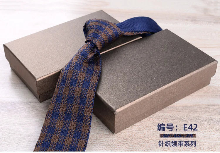 Men's Casual British Style Retro Striped Knitted Ties Formal Business Navy Red Brown Handmade Ties Tuxedo Neckties