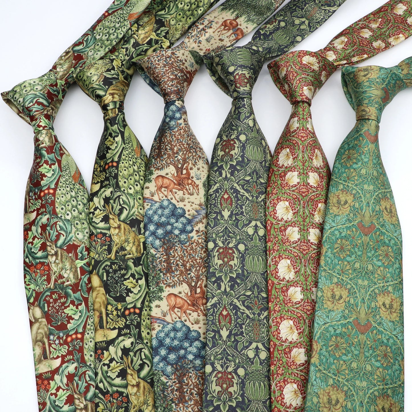 Men's Vintage Digital Print Ties, Floral Pattern, Artificial, Forest, Soft, Retro, Casual, Accessory, 8cm