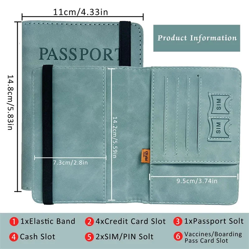 Porte-Passeport RFID Cuir Voyage — Multi-Fonction ID Carte Bancaire Homme Femme