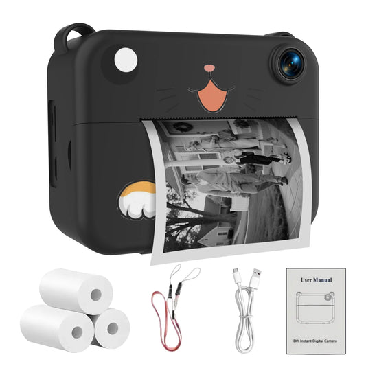 Digital Camera for Kids, Instant Print Camera, HD Video Recorder, Mini Thermal Printer, Best Birthday and Holiday Gifts, 1080p