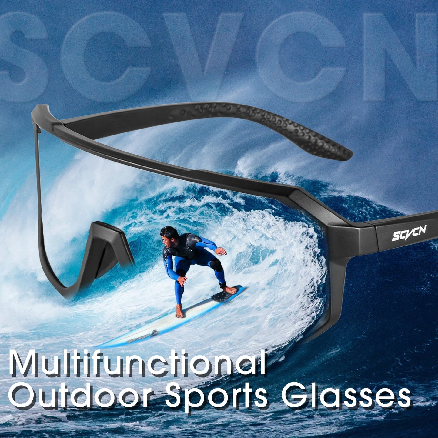 SCVCN Gafas de sol de ciclismo para hombre y mujer, MTB, bicicleta de carretera, gafas de conducción, deportes al aire libre, gafas de correr UV400, gafas de senderismo