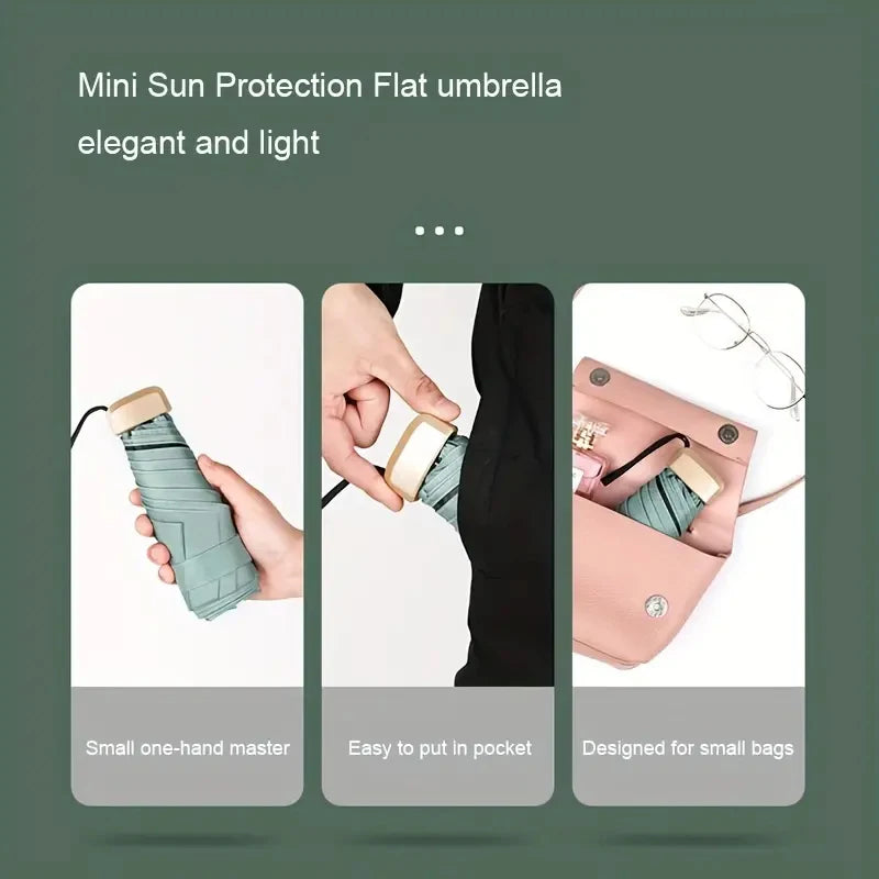 Paraguas de protección UV ultraligero – Diseño compacto y plegable con mango de acero inoxidable para sol y lluvia, toldo duradero de 190T