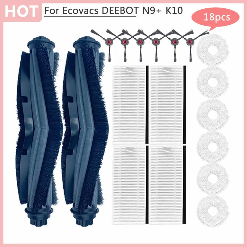 Main Brush Cover for Ecovacs DEEBOT N9 + K10 Yeedi Robot Vacuum Cleaner, Dust Box, Hepa Filter, Mop Cloth Module, Home Accessories