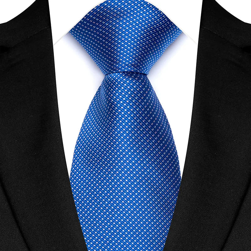 Corbata clásica de cachemira a rayas para hombre, 8 cm, Jacquard, de lujo, color azul real, accesorios, uso diario, regalo para fiesta de boda