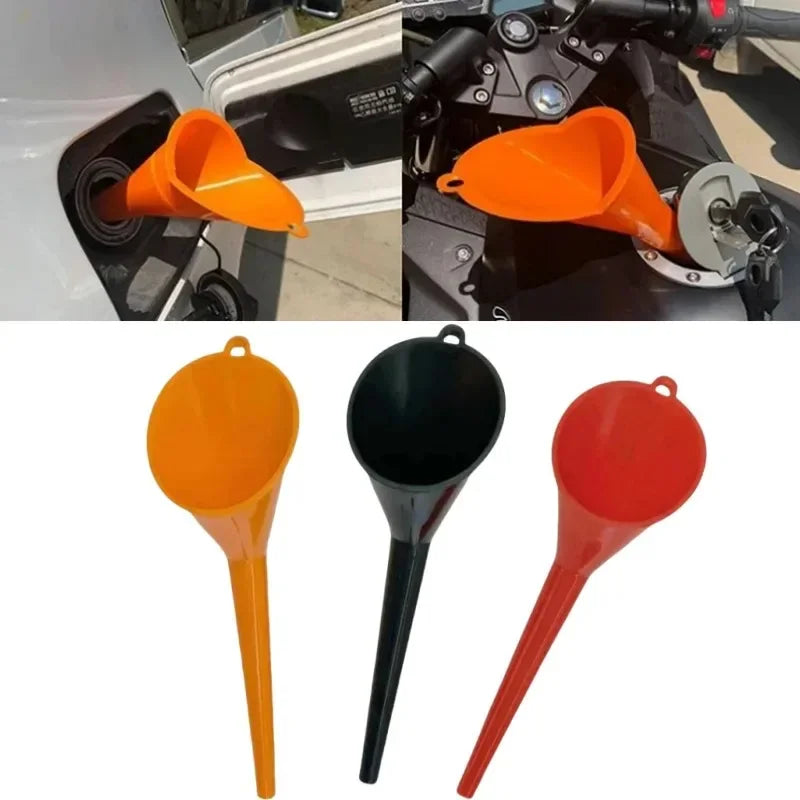 Long stem funnel for car, oil and fuel filling tools, anti-splash plastic oil funnel, motorcycle refueling tools, automotive accessories