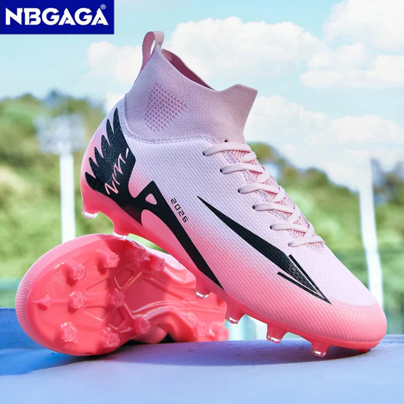 NBGAGA Chaussures de Football Unisexe Crampons Longs — Montantes, Légères, Terrain Extérieur EU 35–46