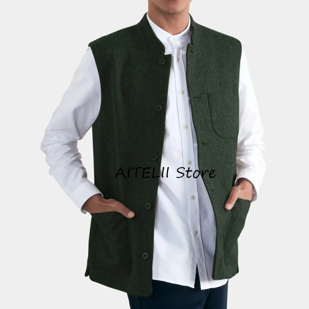 Gilet élégant à chevrons pour hommes, gilets pour hommes, gilet imbibé, olympiques de travail décontractés