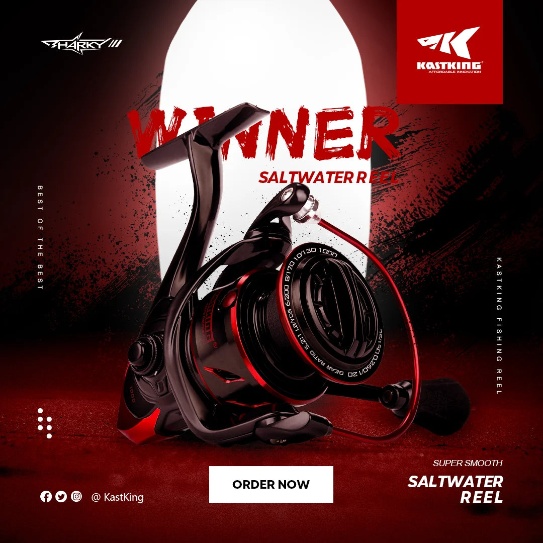 KastKing Sharky III Moulinet de Pêche — 10+1 Roulements, 18 kg Frein, Corps Métal, Eau Douce & Salée