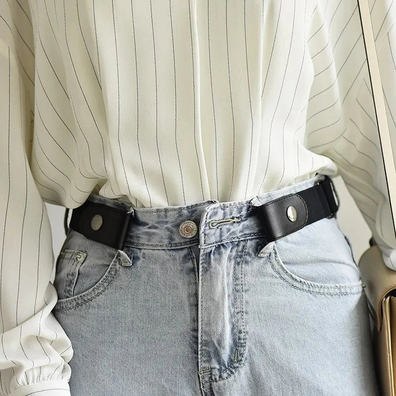 Buckle-free belt for jeans, dresses, stretchy elastic buckleless waist belt for women/men, no bulge, no hassle, 1 piece