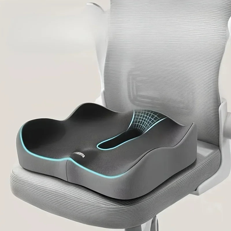 Coussin de siège en mousse à mémoire de forme, 1 pièce, support ergonomique 3D |   Vert clair et gris, polyester lavable, essentiels pour voiture/bureau