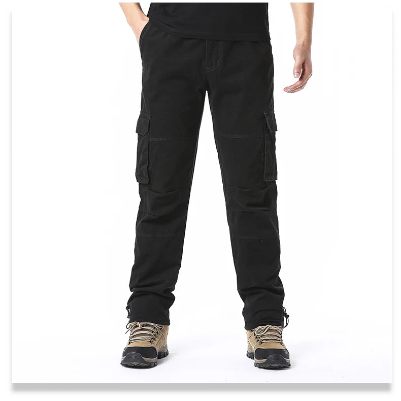 Salopette ample à grande poche pour hommes, pantalon tactique de Jogging pour Sports de plein air, taille élastique, pantalon de travail décontracté en pur coton