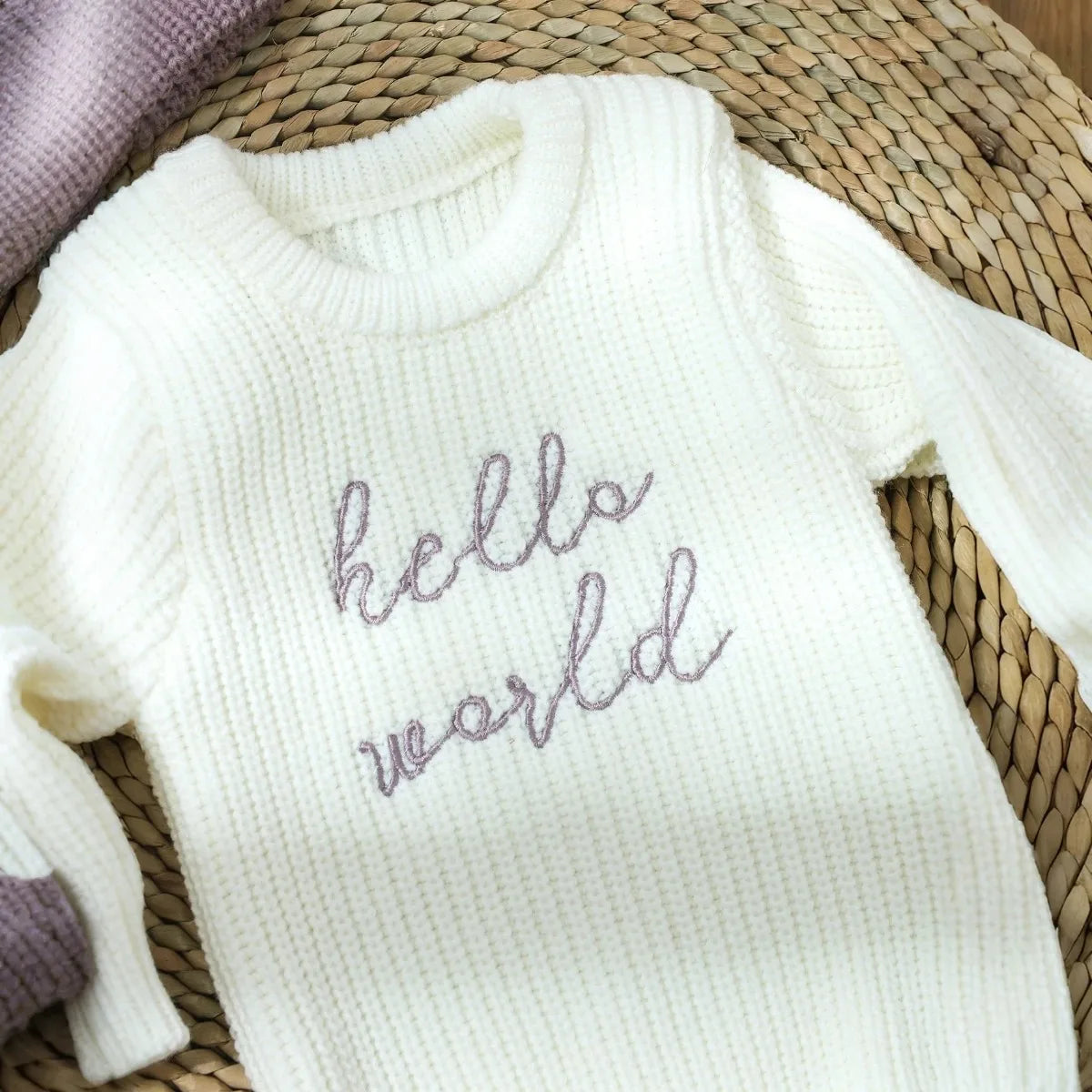 Hello World – pelele de punto para recién nacidos con gorro de pompones a juego, suéter para bebés niños y niñas, conjuntos para sesión de fotos, HD