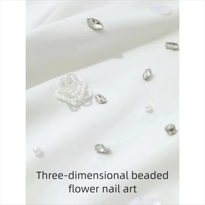 T-shirt femme 2026 — col rond, perle tridimensionnelle, fleur, diamant, tricot, ample