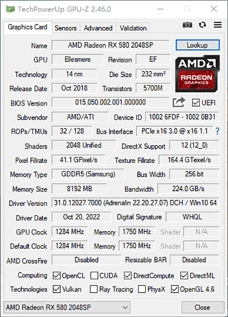 MLLSE AMD RX 580 8GB 2048SP carte graphique De jeu GDDR5 256Bit PCI-E 3.0 × 16 8Pin Radeon GPU Rx 580 carte vidéo Placa De vidéo