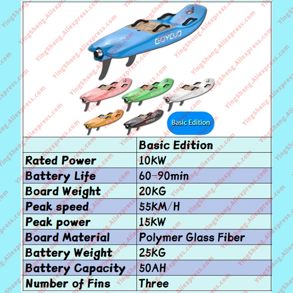 Tabla de surf eléctrica de fibra de carbono para adultos con propulsión a chorro, de alta velocidad de 10 kW, con 3 colas inteligentes