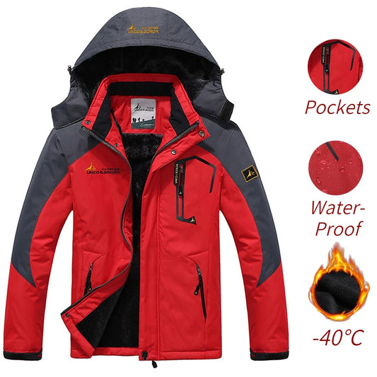 Parka coupe-vent pour hommes — fourrure épaisse, chaud, style militaire à capuche, veste d'hiver