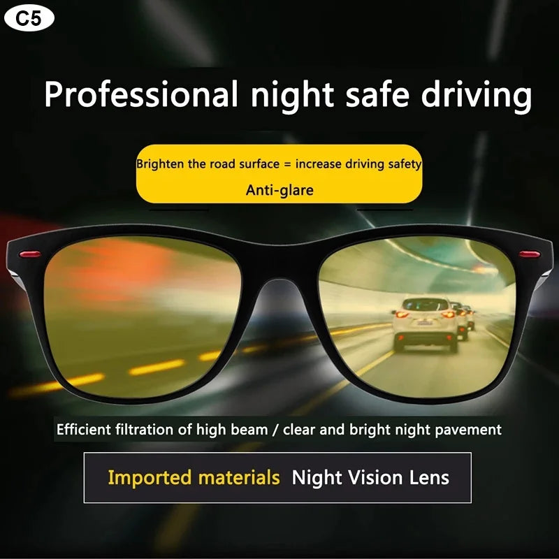 Gafas de visión nocturna, montura de PC, gafas de sol polarizadas para hombre, deporte al aire libre, gafas de sol, visión diurna, visión nocturna, gafas de piloto, gafas de noche