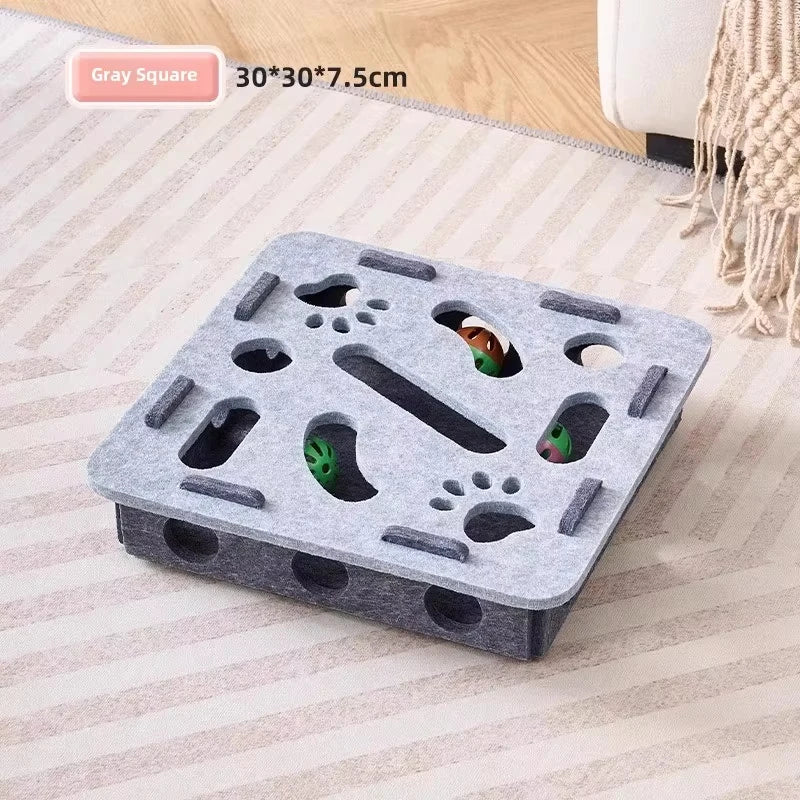 Jouet de Puzzle en feutre pour chat, boîte de Puzzle, jouet d'exercice avec balle, sport d'intérieur, divertissement, chasse, jouets pour chats d'intérieur