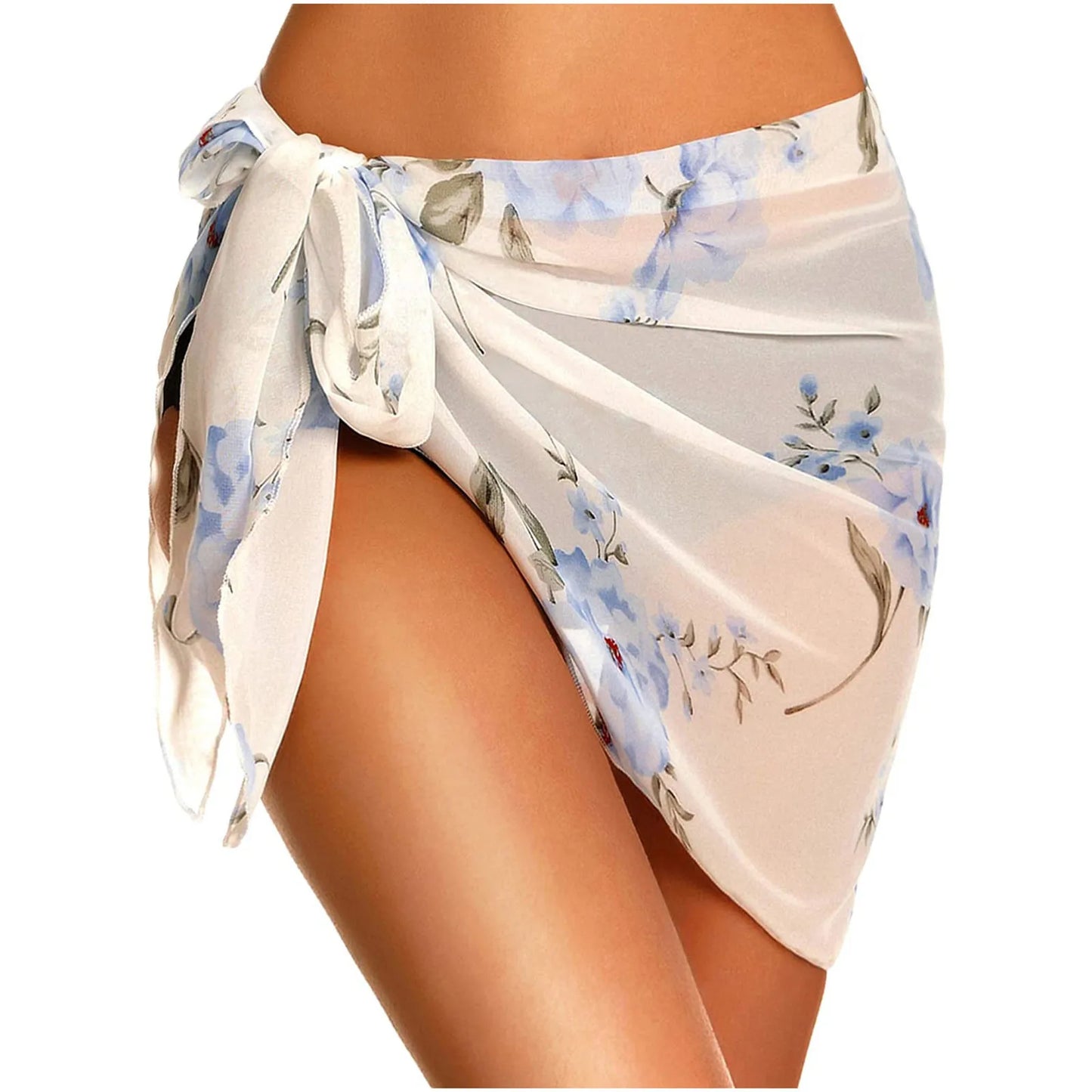 Jupe courte en gaze Sexy, jupe portefeuille de plage rouge, tunique longue, paréos, bikini, Cover-Up pour les maillots de bain, vêtements de plage
