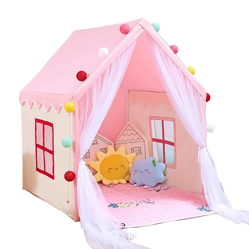 Portable teepee tent for children, baby playhouse, pink, blue, indoor and outdoor toy, princess house