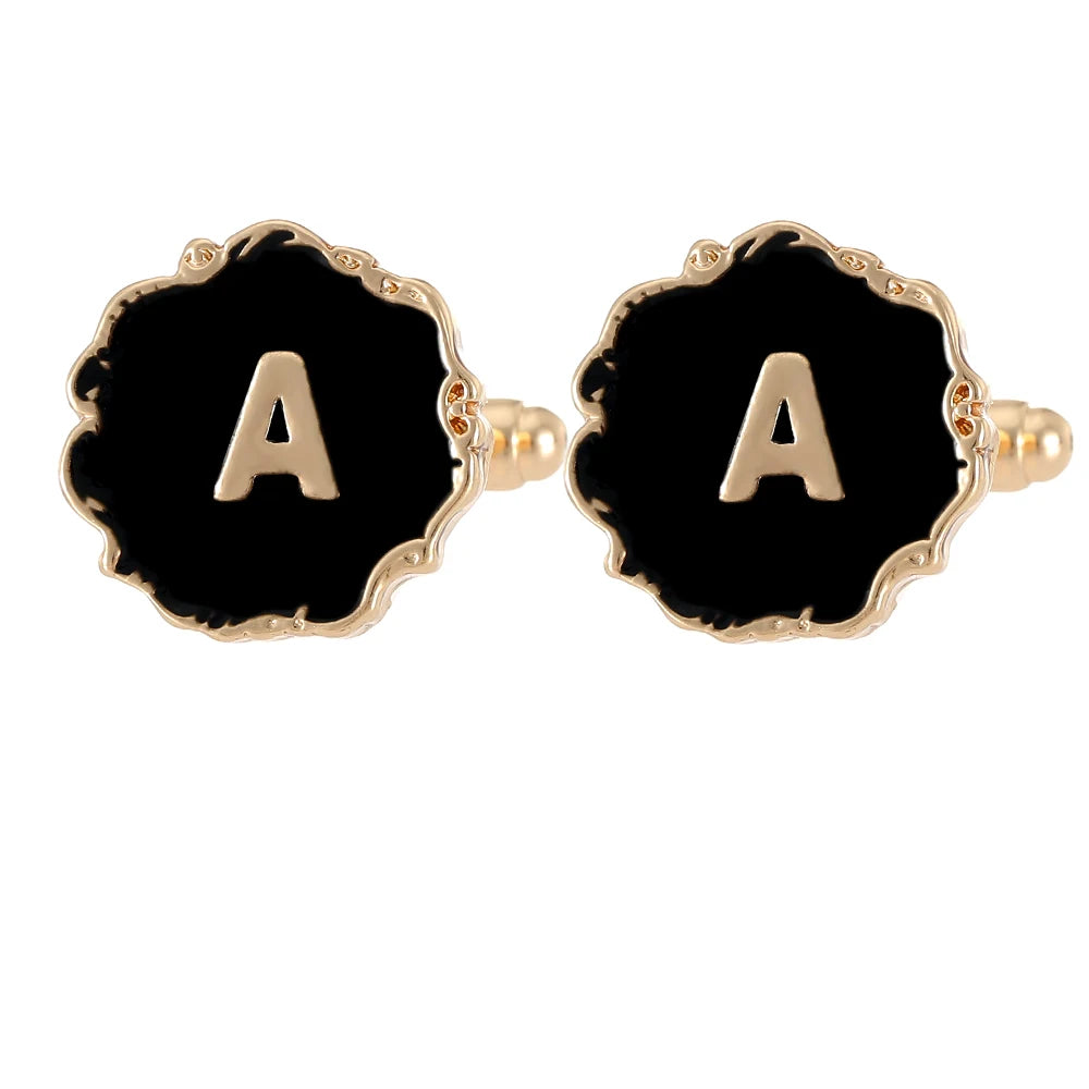 Boutons de manchette classiques pour hommes, 26 lettres initiales de l'alphabet, A B C D E F G H I J K L M N O P Q R S T U, bouton à manches V W X Y Z