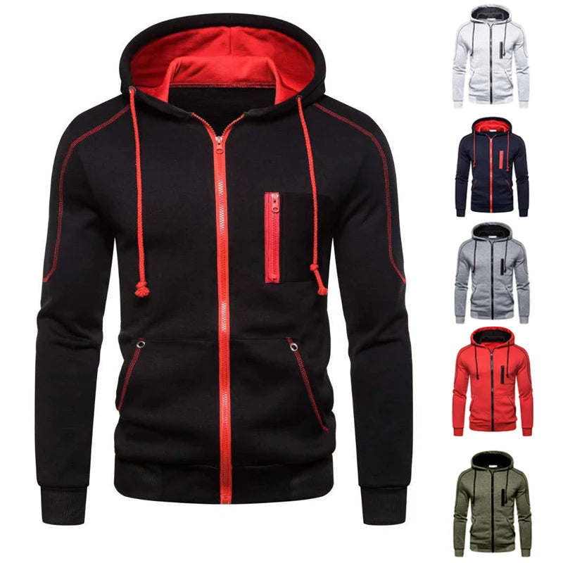 Sudadera con capucha para hombre negra, blanca, verde militar, roja, con bloques de color, polar, fresca, informal, ropa de invierno, prendas de vestir, sudaderas con capucha