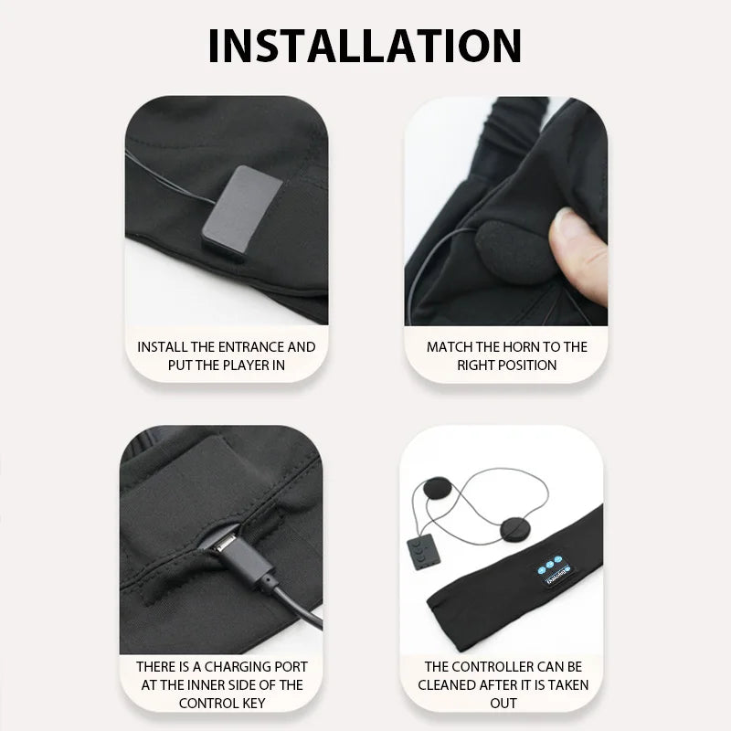 Bandeau Bluetooth sans fil, écouteurs de couchage, écouteurs de sport/casquette de musique avec haut-parleurs stéréo HD, masque pour les yeux pour côté Sl