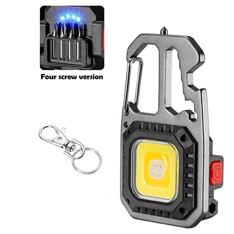 Lampe de travail porte-clés COB avec affichage de la batterie, 8 modes, Rechargeable, haute luminosité, lumière LED Portable pour Camping, randonnée, course à pied