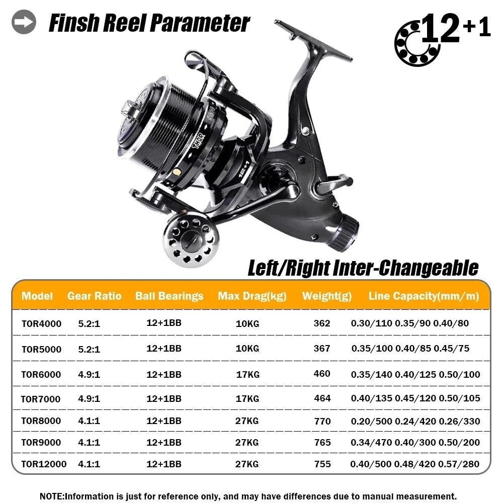 Nouveau Moulinet De pêche à la carpe moulinets à filature Max Double traînée 27kg 12 + 1BB Carretilha De Pesca accessoires Mar Peche En Mer sel/eau douce