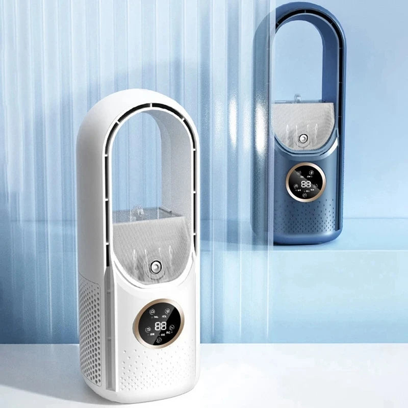 Enfriador de aire USB portátil sin aspas, ventilador eléctrico, 6 velocidades, temporizador silencioso, aire acondicionado, ventilador de enfriamiento, humidificador, ventilador acondicionador